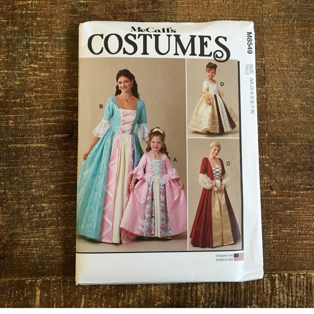 McCalls Sewing Pattern M8549 Girls Storybook Princess Gown Costume 3-8 UNCUT